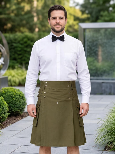 Custom Made Premium Olive Green Utility Kilt
