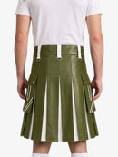 Olive Green and White Leather Hybrid Utility Kilt