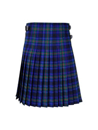 Blue plaid kilt on a white background