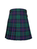 Plaid kilt with green, blue, and red colors on a white background