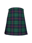 Plaid kilt with green, blue, and red colors on a white background