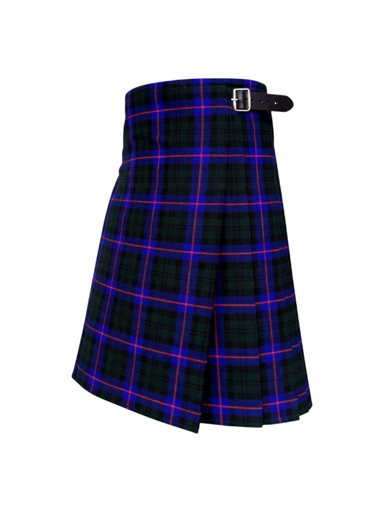Plaid kilt with a belt on a white background