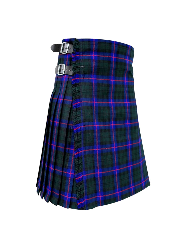 Plaid kilt with a belt on a white background