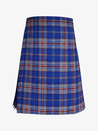 Blue plaid kilt on a white background