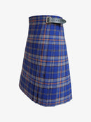 Blue plaid kilt with a belt on a white background
