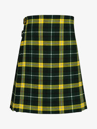 Green and yellow plaid kilt on a white background