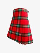 Red plaid kilt with a belt on a white background