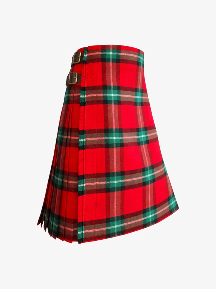 Red and green plaid kilt on a white background