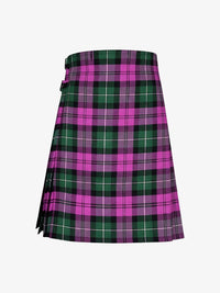 Plaid kilt with green and pink pattern on a white background