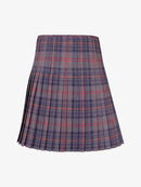 Plaid kilt with a blue and red pattern on a white background