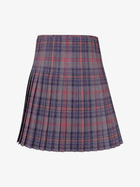 Plaid kilt with a blue and red pattern on a white background