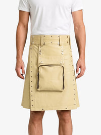 Beige Leather Utility Kilt