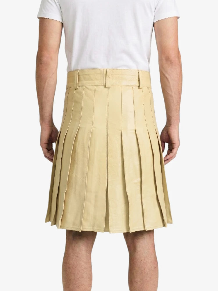 Beige Leather Utility Kilt Back