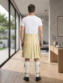 Beige Leather Utility Kilt Back Side