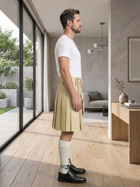 Beige Leather Utility Kilt Right Side