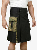 Black kilt with camouflage pocket on a white background