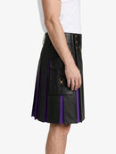 Black Leather Kilt With Purple Pleats Right