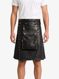 Black Leather Utility Kilt