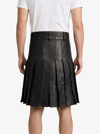 Black Leather Utility Kilt Back 