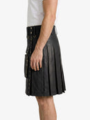 Black Leather Utility Kilt Left