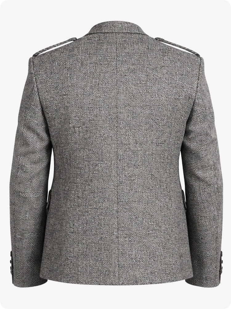 Gray textured blazer on a white background