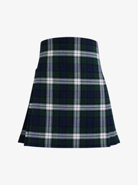 Plaid kilt with green and white pattern on a white background