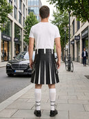 Black and White Leather Hybrid Utility Kilt Back Side