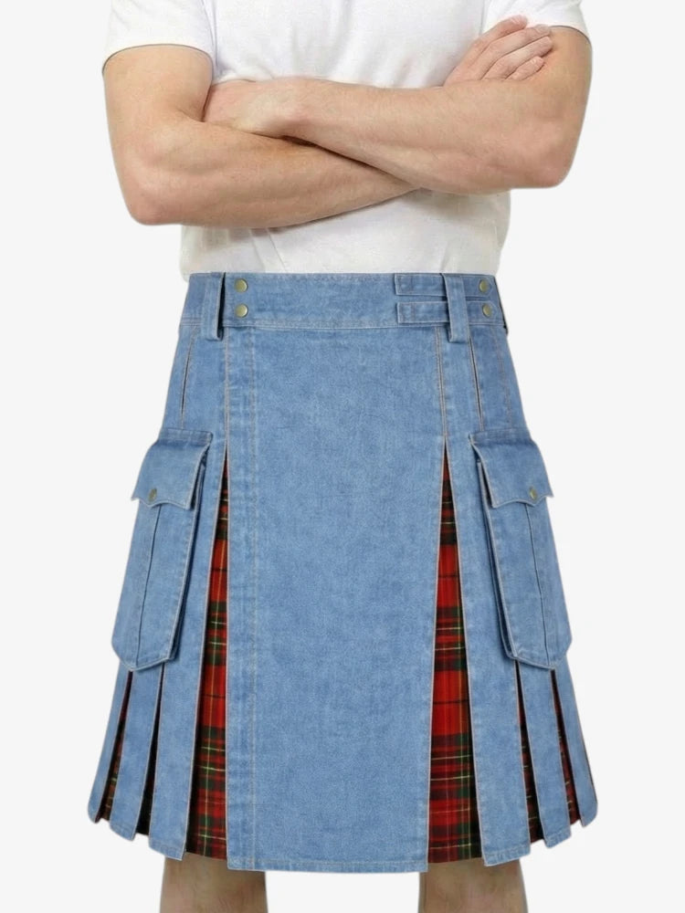 Blue Denim Cargo Kilt