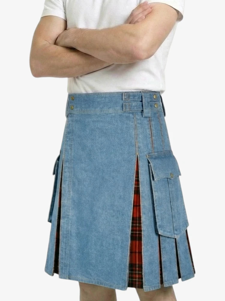 Blue Denim Cargo Kilt