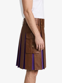 Brown Leather Kilt With Purple Pleats Right
