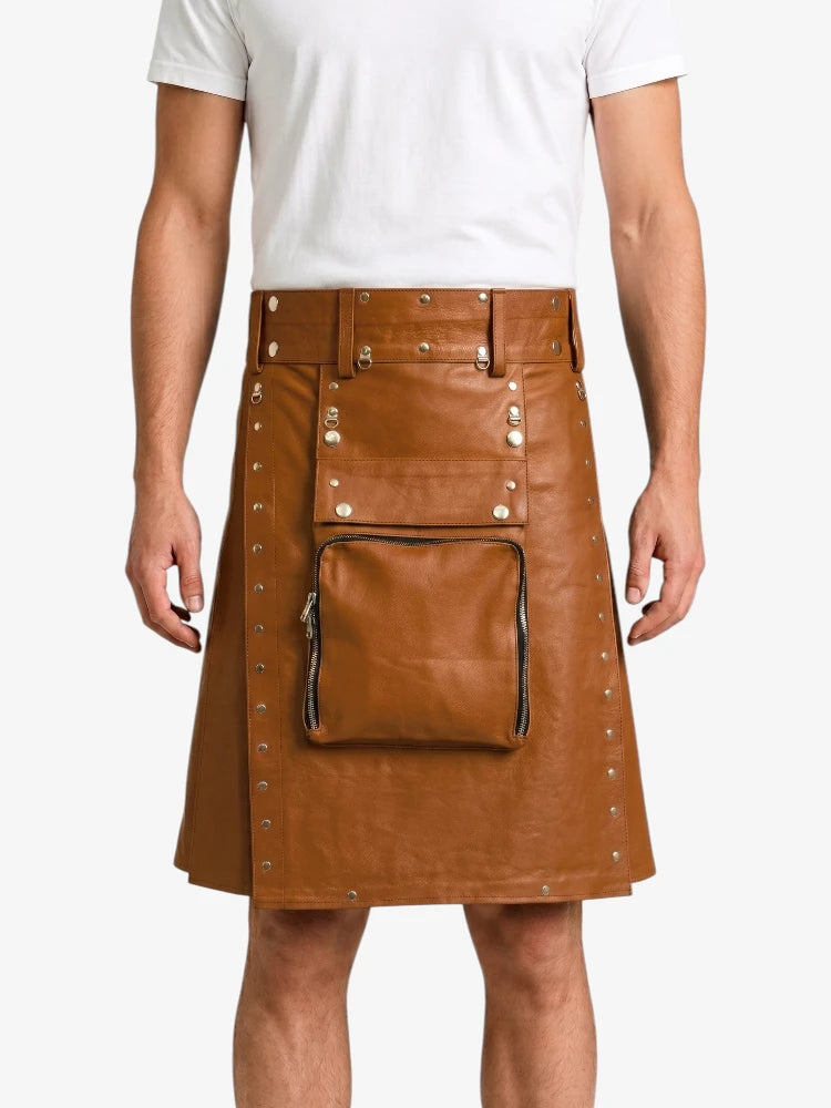 Brown Leather Utility Kilt
