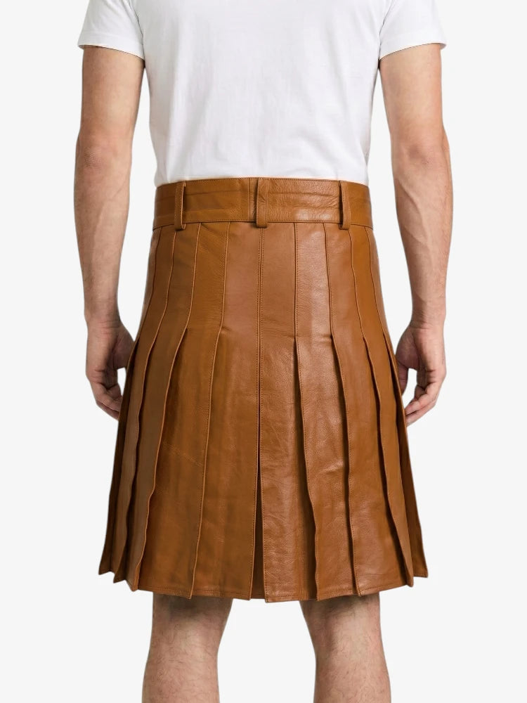 Brown Leather Utility Kilt Back