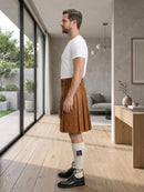 Brown Leather Utility Kilt Left Side