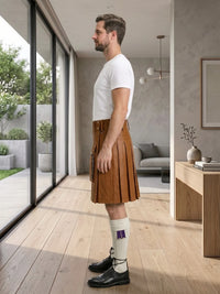 Brown Leather Utility Kilt Left Side