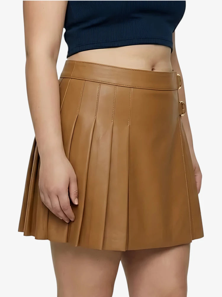 Custom Made Traditional Scottish Brown Women Leather Kilt