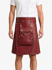 Burgundy Leather Utility Kilt