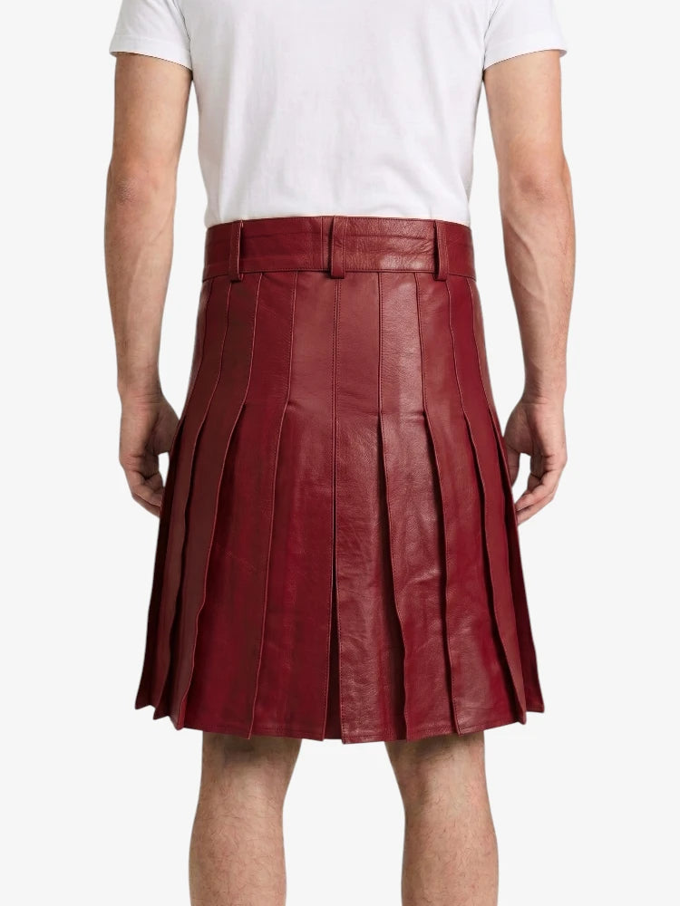 Burgundy Leather Utility Kilt Back 