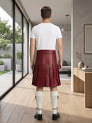Burgundy Leather Utility Kilt Back Side