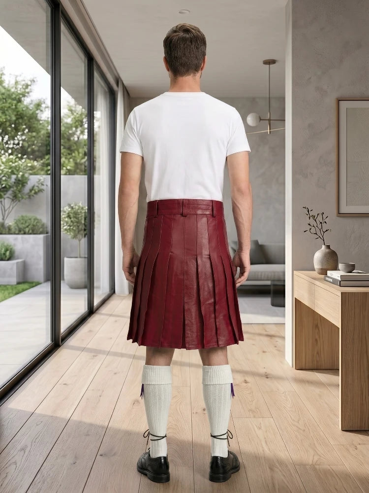 Burgundy Leather Utility Kilt