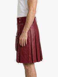 Burgundy Leather Utility Kilt Left