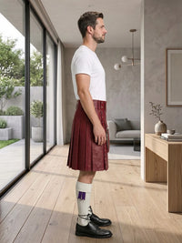 Burgundy Leather Utility Kilt Right Side