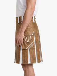 Camel And White Leather Hybrid Utility Kilt Left