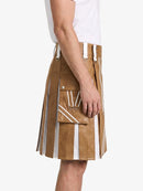 Camel And White Leather Hybrid Utility Kilt Right