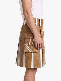 Camel And White Leather Hybrid Utility Kilt Right