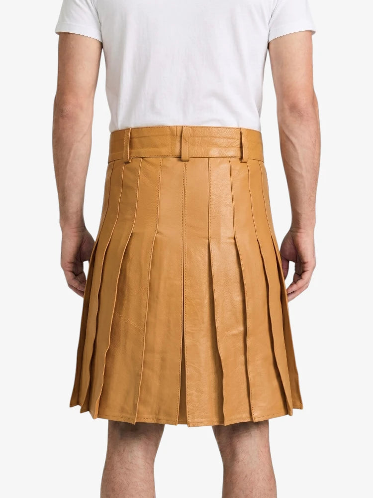 Camel Leather Utility Kilt Back