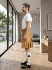 Camel Leather Utility Kilt Left Side