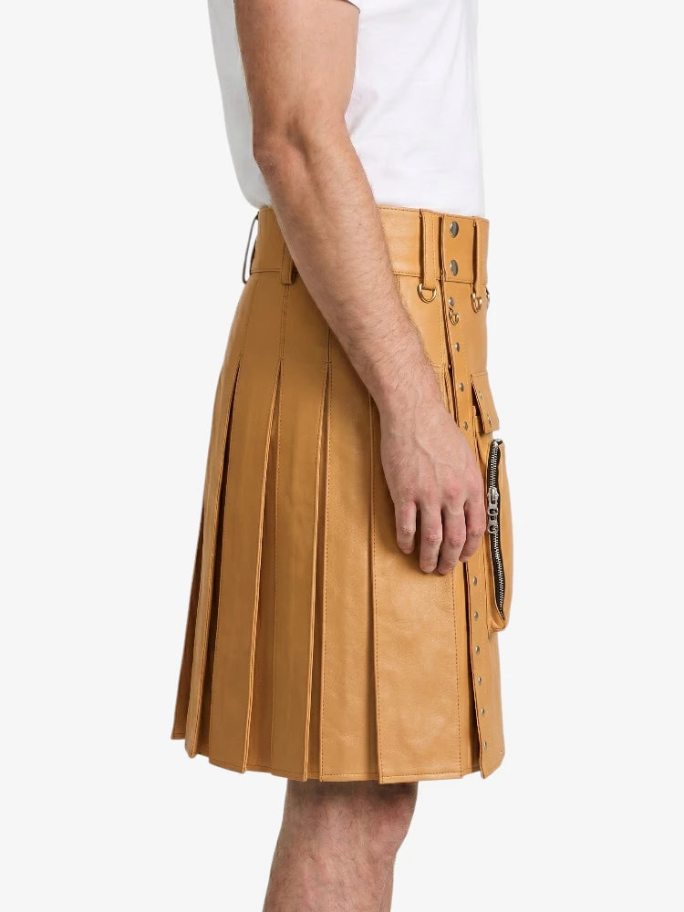 Camel Leather Utility Kilt Right