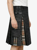 Campbell Tartan Black Denim Kilt Right