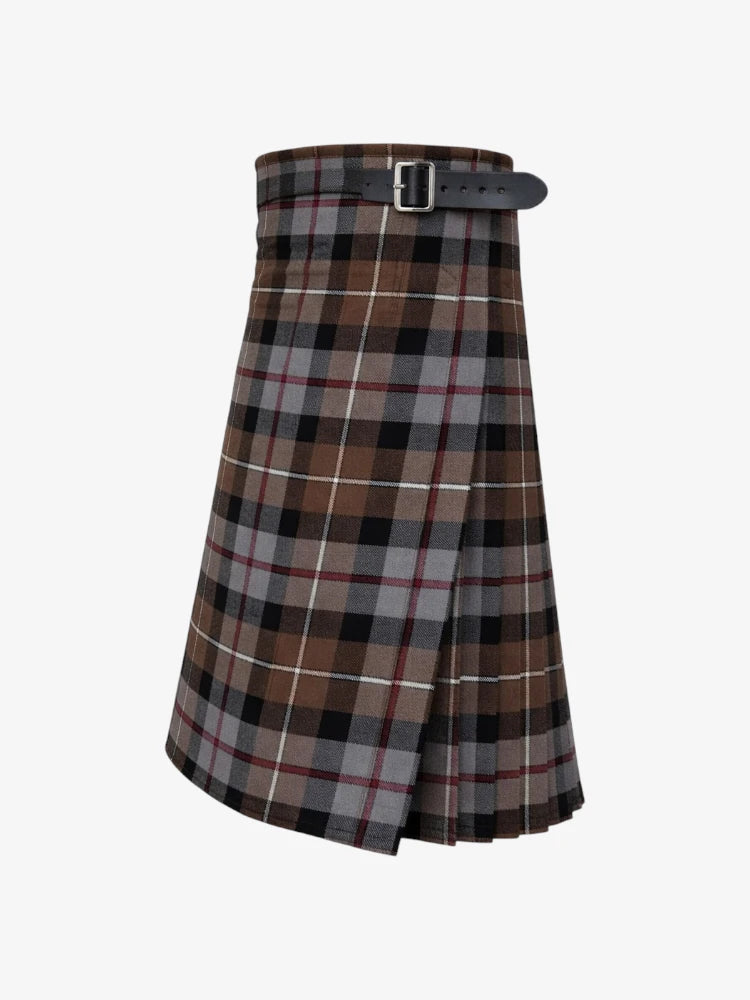 Plaid kilt with a belt on a white background