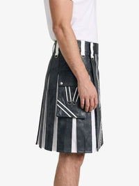 Charcoal And White Leather Hybrid Utility Kilt Right